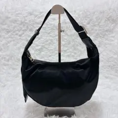 【美品】ラシット クラウズナイロン ラウンドショルダーバッグ 黒 ハーフムーンのサムネイル