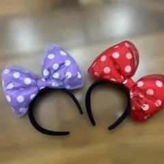 ディズニー カチューシャ セット 水玉 ミニー デイジー