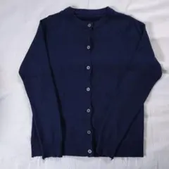 ネイビー ボタン付きニットカーディガン 長袖