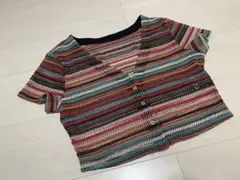 SHEIN クロップド丈　ニットトップス　Mサイズ　夏　カジュアル