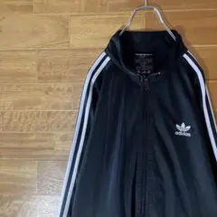 90s adidas トラックジャケット　ジャージ　黒　白　トレフォイル　刺繍のサムネイル