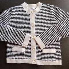 ユニクロ　黒/白 ストライプ カーディガン Sサイズ