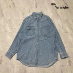 90s Wrangler ブルーベルタグ デニムシャツ 長袖 メタルボタン