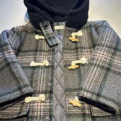 グレー系チェック ダッフルコート