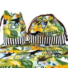 大きめ　お弁当袋セット　ハンドメイド　恐竜