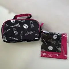 新品未使用 FAUCHON エッフェル塔プリントポーチ＆ハンカチ