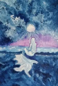 手描きイラスト　原画　水彩画　アナログイラスト　人魚