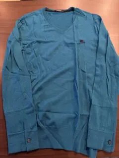 BURBERRY BLACK LABEL 青 Vネック ニットセーター サイズ2