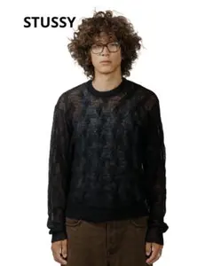 STUSSY ルーズニット クロスケーブル ブラックのサムネイル