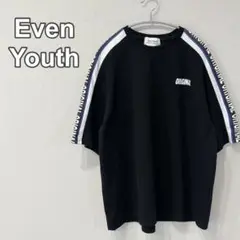 Even Youth イーブンユース　半袖Tシャツ　ロゴT 袖ロゴ　ライン　黒