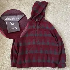 y2k archive Eddie Bauer パーカー　フード　チェック　赤灰