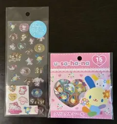 【正規品】サンリオ　ウサハナ　おはじきシール＆平成レトロぷっくりシール