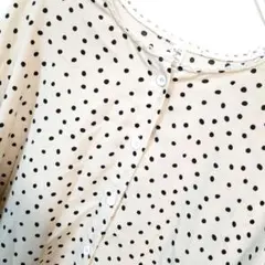 レディース　長袖　ブラウス　トップス　シャツ　ベージュ 　水玉 ドット　Ｍ