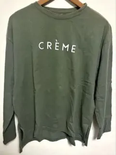 CRÈME ロゴ クルーネック スウェット カーキ