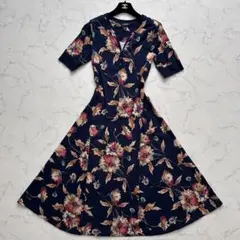 ローレンラルフローレン 花柄 ワンピース Aライン 金ボタン 近年モデル