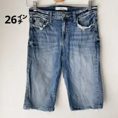 KanCan 【26インチ】デニム ハーフパンツ ジーンズ 伸縮性あり