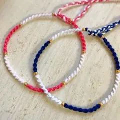 ミサンガアンクレット《白×ピンク》《白×青》