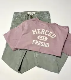 ロゴTシャツ、ストレッチデニムパンツ　130 デビロック　エイチアンドエムのサムネイル