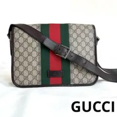 大容量/A4サイズ収納可能✨グッチ メッセンジャーバッグ GG柄 シェリーライン オールドグッチ☆GG柄 ミニショルダーバッグ スマホ 斜めがけ