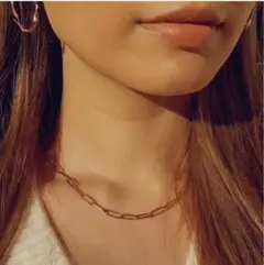 今期トレンドワイドリンクチェーンネックレス　サージカルステンレス　金属アレルギー