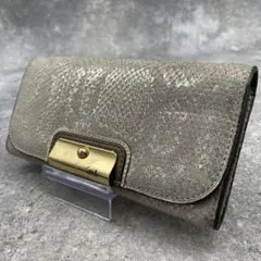 상태좋음 COACH コーチ 長財布 パイソン柄 グレー 折り財布