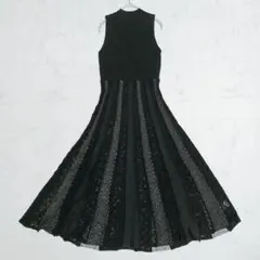 エイミーイストワール クロシェレースニットドレス ブラック ワンピース フレア