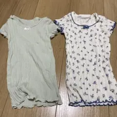 リブ編みフリル袖シャツ肌着2枚セット