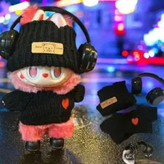再入荷！LABUBU　お洋服☆ニット帽　セーター　ヘッドホン　靴　4点　ブラック