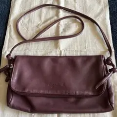 アニエスベー　ショルダーバッグ　レザー　ワインカラー