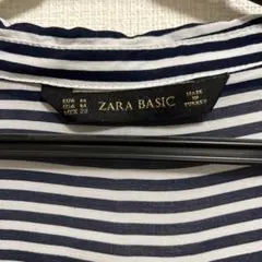 ZARA BASIC (ザラ)とろみシャツ　白紺ボーダー