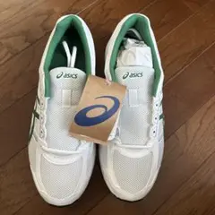 ASICS ホワイト/グリーンスニーカー　27.5cm