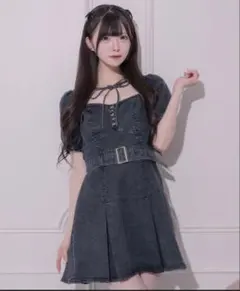 pium クロステープベルト ミニワンピース ブラックデニム - メルカリ