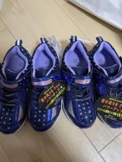 ハート柄ネイビー・パープルスニーカー　20cm ２足セット