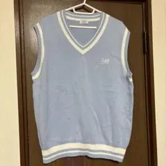 ストプリ水色 Vネック ノースリーブセーター