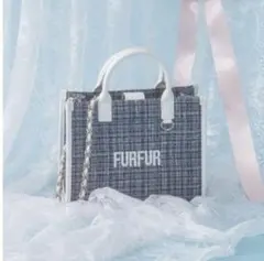 FURFUR ツイードロゴトートバッグ　グレー
