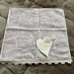 花柄刺繍 薄いピンク ハンカチ