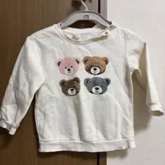 クマプリント 長袖トレーナー