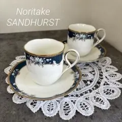 廃盤品　未使用　ノリタケ　サンドハースト カップ&ソーサー　2客　ペア
