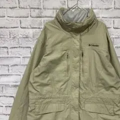 コロンビア　マウンテンパーカーレディースベージュXL ロゴ刺繍アウトドア1113