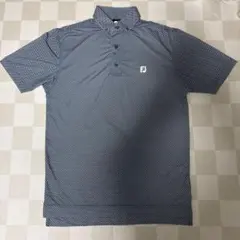 フットジョイFootJoy ゴルフウェア 半袖ポロシャツ メンズM 格子柄ブルー