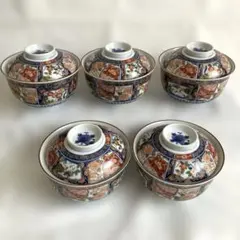 【新品未使用】魁雑煮碗　蓋付煮物椀　古伊万里　五客揃　竹斎　龍峰窯　三洋陶器のサムネイル