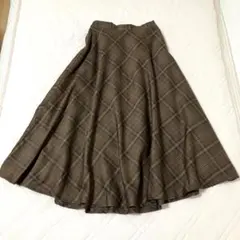 OLIVE des OLIVE チェック柄 フレアスカート ブラウン　茶色のサムネイル