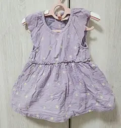 プティマイン　紫花柄　ロンパース 80cm
