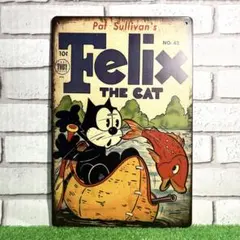 348番】フィリックスFelix 釣り アメキャラ レトロ アメトイ ブリキ看板