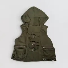 SHEIN バックルベスト フード付 カーキ Y2K ミリタリー XSのサムネイル
