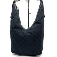 【美品】グッチ ハンドバッグ ワンショルダー ハーフムーン 変形 キャンバス