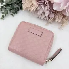 GUCCI グッチ マイクロシマ ロゴプレート フラップ GG 長財布 ピンク GUCCI グッチ マイクロシマ ロゴプレート フラップ GG 長財布 ピンク
