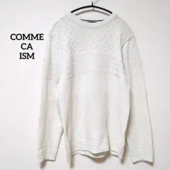 11-1【コムサイズム】クルーネック柄切替プルオーバー　ニット