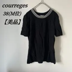 美品　クレージュ　トップス　半袖　ブラック　ロゴ入り　38 レディース　レーヨン