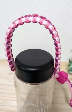 パラコード　ボトルホルダー　ペットボトルホルダー　　[ ピンク×濃ピンク ]